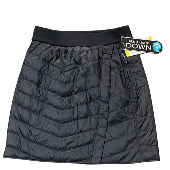 Aventure - Quilted Down Snap Faux Wrap Fleece Lined Mini Skirt - Picture 2 of 4